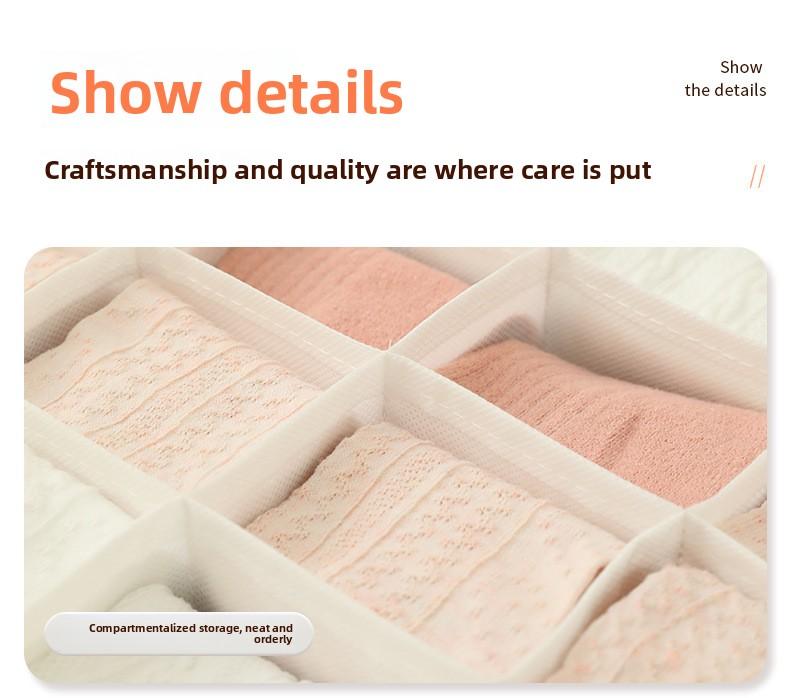 Underwear Drawer Organizer, 6/7/20 Grid Bra Panty Socks Storage Box, Foldable Lingerie Divider for Bedroom Dorm Closet