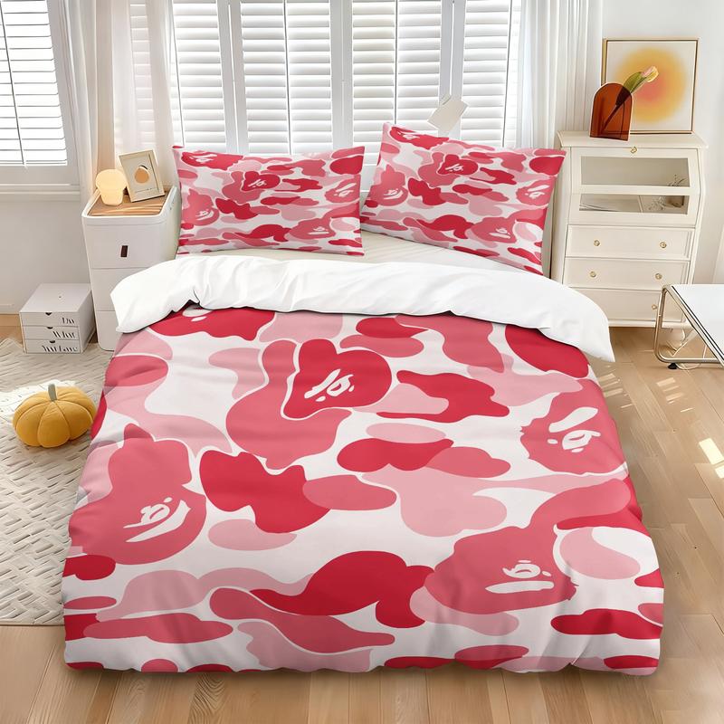 BAPE Multi-Color Camo Kids 3-Piece Bedding Set, Soft & Durable Fabric, Playful Rainbow Camouflage Print, Street Style Bedroom Decor for Kids, Ideal Gift for Young Streetwear Enthusiasts