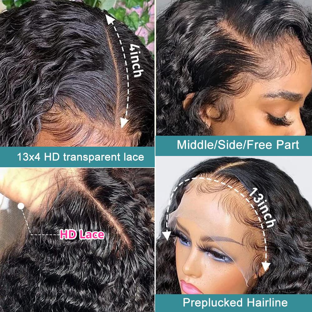 Bling Hair Deep Wave Hd Transparent 13x6 Lace Front Wig Human Hair Wet and Wavy 13x4 Curly Frontal Wigs Brazilian Bleached Human Hair for Women
