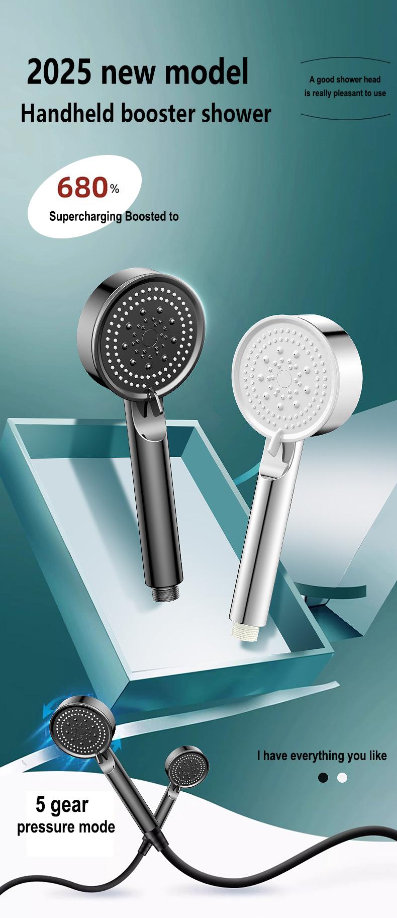 High Pressure Multi-Mode Handheld Showerhead - Anti-clogging nozzles, built-in power wash function for cleaning tubs, tiles and pets, extra-long stainless steel hose, wall and ceiling mounts. spray