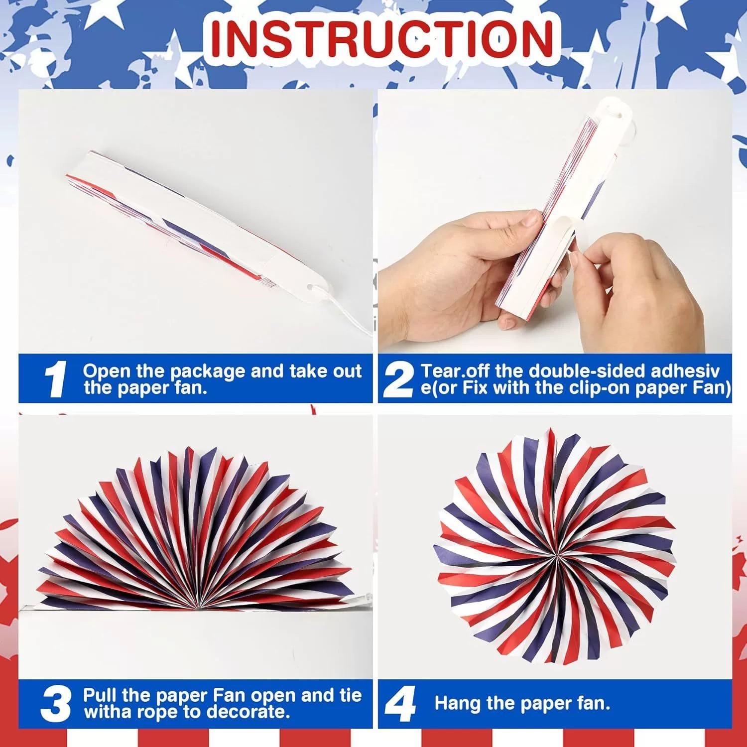 6pcs/set Background Wall Decoration Paper Fan Flowers, Store Opening Backdrop, Birthday Party Decorations, Independence Day Festival Hangings