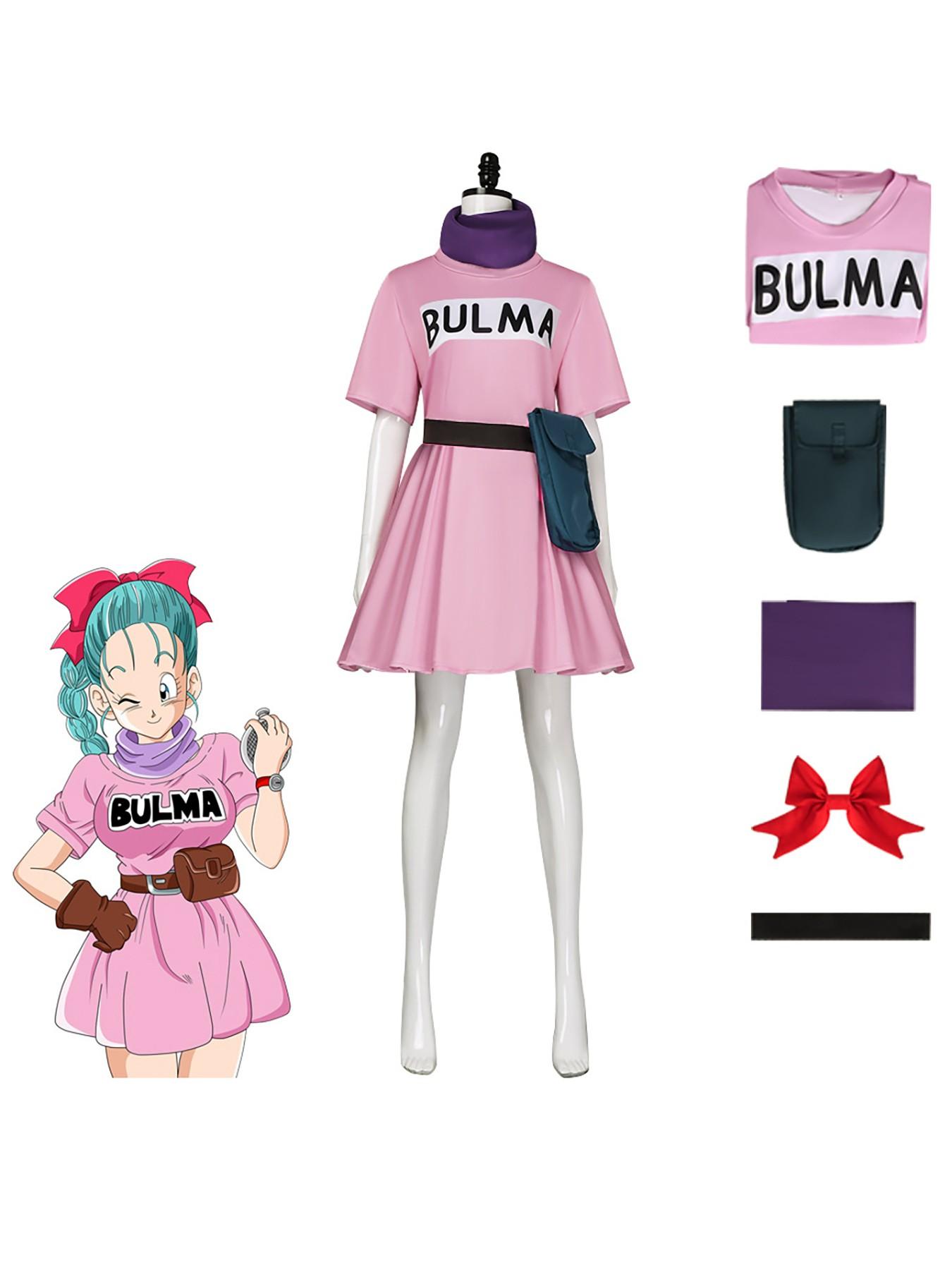 Anime Bulma Cosplay Costume Pink Dress Uniform Kawaii Girls Full Set Outfits Halloween Carnival Masquerade Party