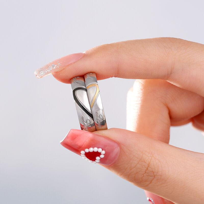 Jeulia Two Tone Hear Titanium Steel Women's Band Crossover Custom Engraved Couple Wedding Ring Sets for Him and Her Jeulia Two Tone Hear Titanium Steel Women's Band Crossover Custom Engraved Couple Wedding Ring Sets for Him and Her