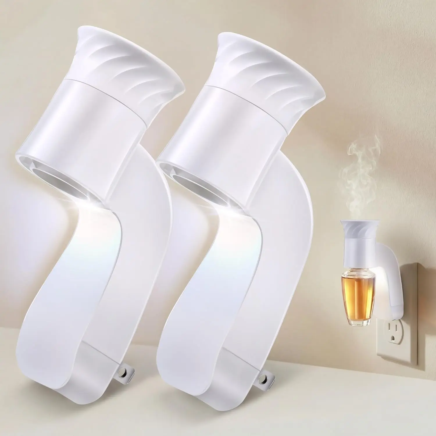 2 Pack Wall Fragrance Plug Compatible with Bath & Body Works WallFlower Refills, Adjustable Scent Control with Night Light, Rotatable Wall Plug for Bathroom Bedroom Home, ETL Certified