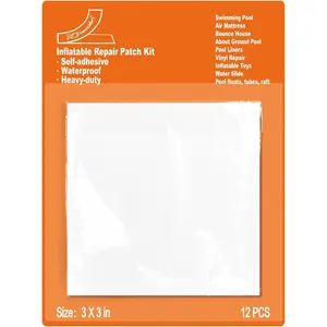 Pool Patch Repair Kit for Inflatables-Air Mattress Patch Kit Heavy Duty, Waterproof Self-Adhesive TPU Vinyl Repair for Pool Liners, Bounce House, Air Bed, Above Ground Pool, Water Slide (12 Packs)