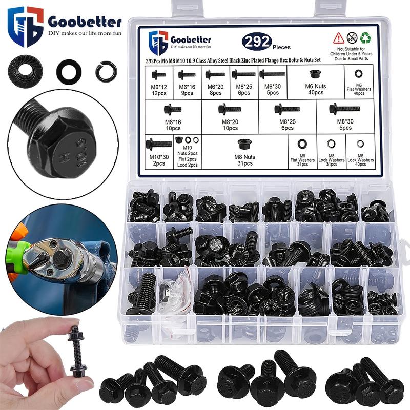 549pcs Metric Fange HexBolts, Nuts &Washers Assortment Kit,M6 M8 M10 Sizes, Class 8.8 AlloySteel, ZincPlated, for DlY, HlectronicsHousehold Appliances &CommunicationEquipment