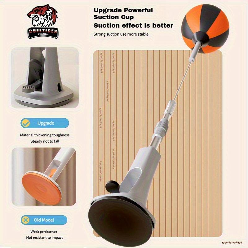 Adjustable punching reflex ball with suction cup base – Height-adjustable punching bag trainer, suitable for home gyms and fitness centers | Durable steel spring with fast rebound, ideal for hand-eye coordination and reaction training.