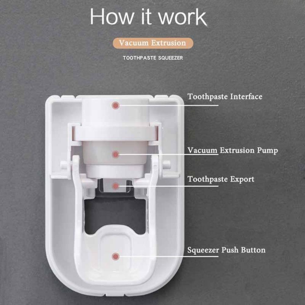 Wall Mounted Toothpaste Squeezer, 1 Count Toothpaste Dispenser, Toothbrush Holder, Bathroom Storage Rack, Bathroom Supplies