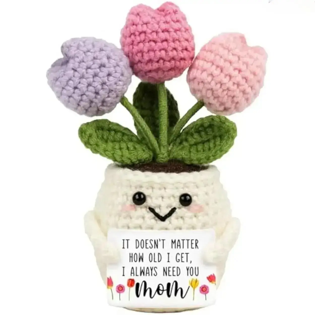 Handmade Crochet Tulip Yarn Doll, Cute Soft Flower Decor, Mothers Day Gift, Mom Gift, Perfect Birthday Keepsake & Aesthetic Desk Accessory, Mom Gifts Stuffed