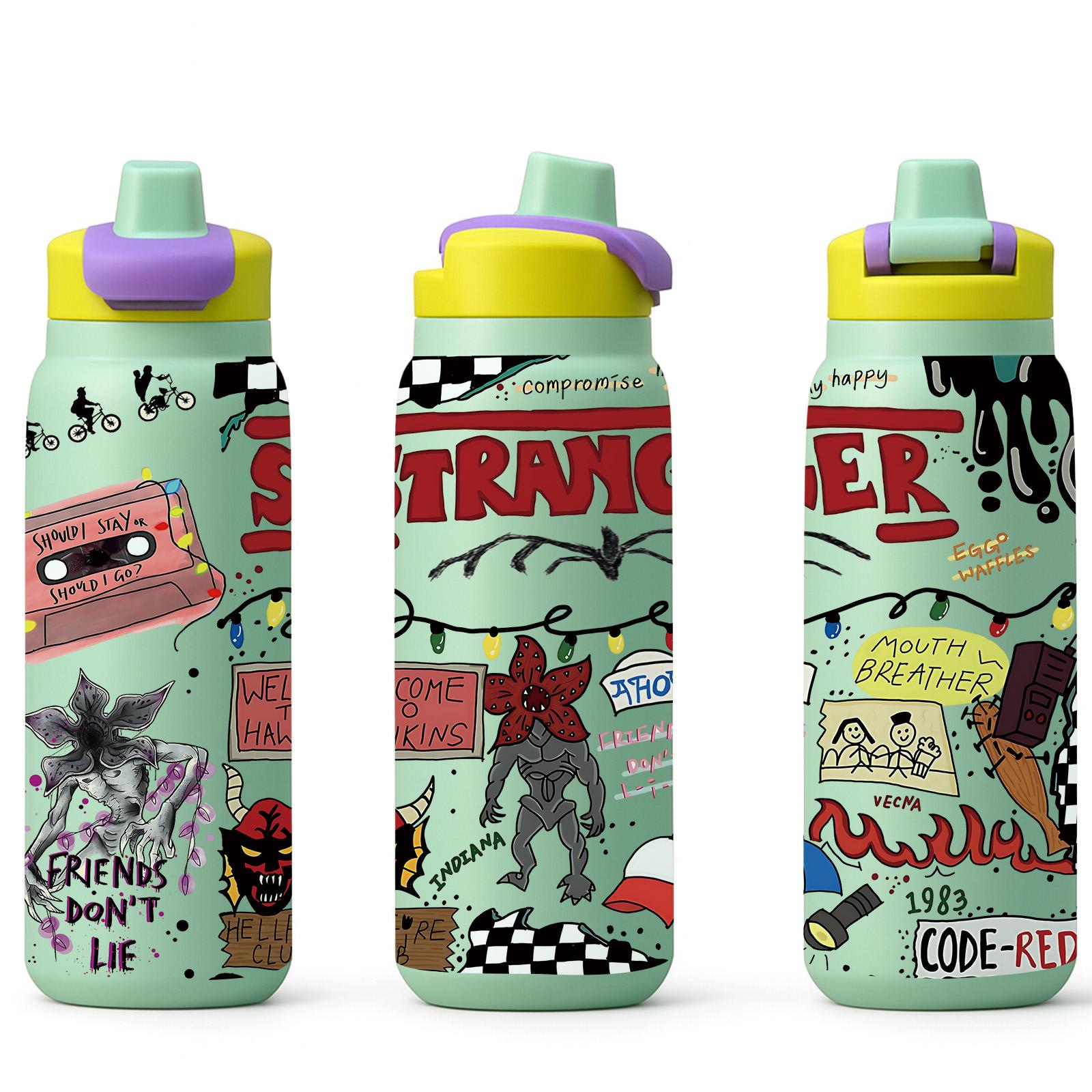 1 Pc 28oz Insulated Mug, Stranger Things Theme Vacuum Cup, Double Wall Thermal Mug, Leak Proof Skinny Insulat Cup, Keeps Hot 12 Hours Cold 24 Hours, Stainless Steel for Hot Cold Drinks, Vacuum Insulated Flask, Drinkware