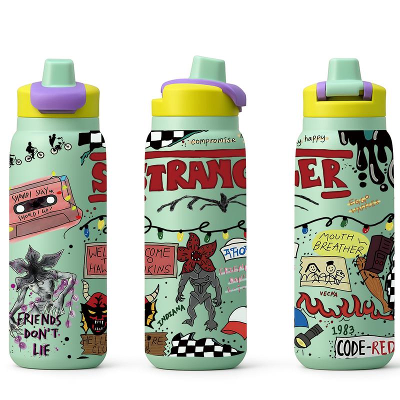 1 Pc 28oz Insulated Mug, Stranger Things Theme Vacuum Cup, Double Wall Thermal Mug, Leak Proof Skinny Insulat Cup, Keeps Hot 12 Hours Cold 24 Hours, Stainless Steel for Hot Cold Drinks, Vacuum Insulated Flask, Daily Use Gift for Women Men Holiday Festival