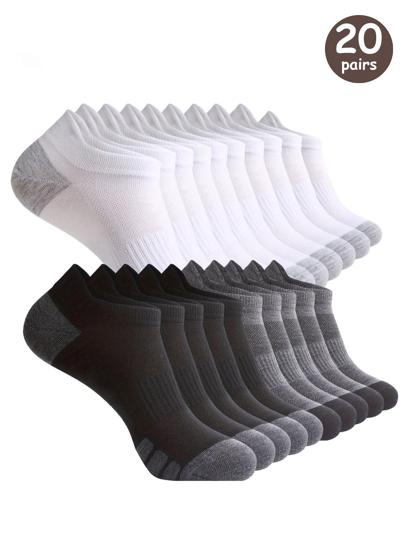 Men's Patchwork Print Ankle Socks, Casual Moisture Wicking Low Cut Socks for Daily Wear, Soft Comfy Breathable Fabric Socks for All Seasons, White Socks