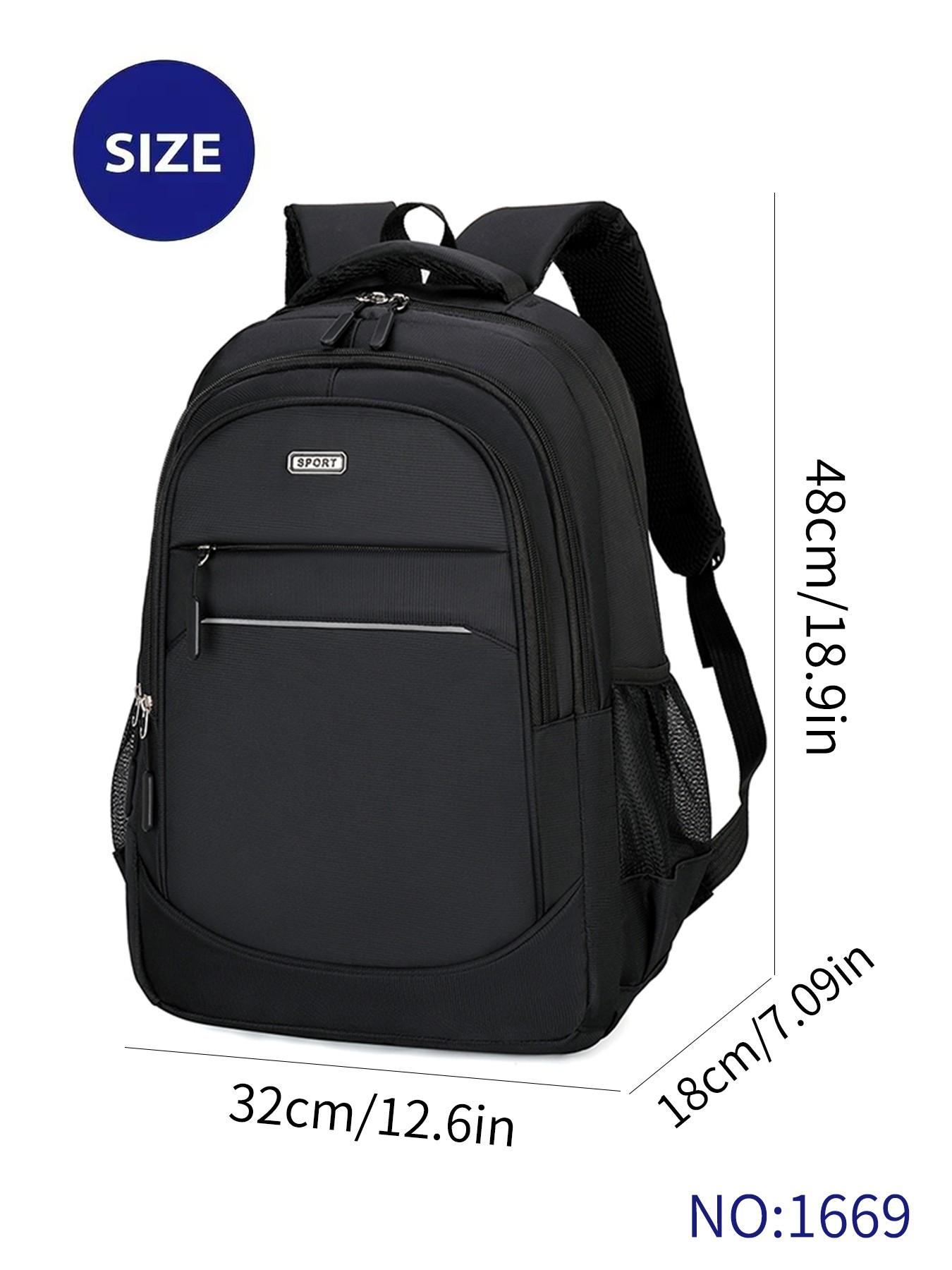 Lightweight Fashion Backpack, Waterproof Dual-Shoulder Bag, Plain Design with Night Reflective Strip, Multifunctional for Business Travel Men