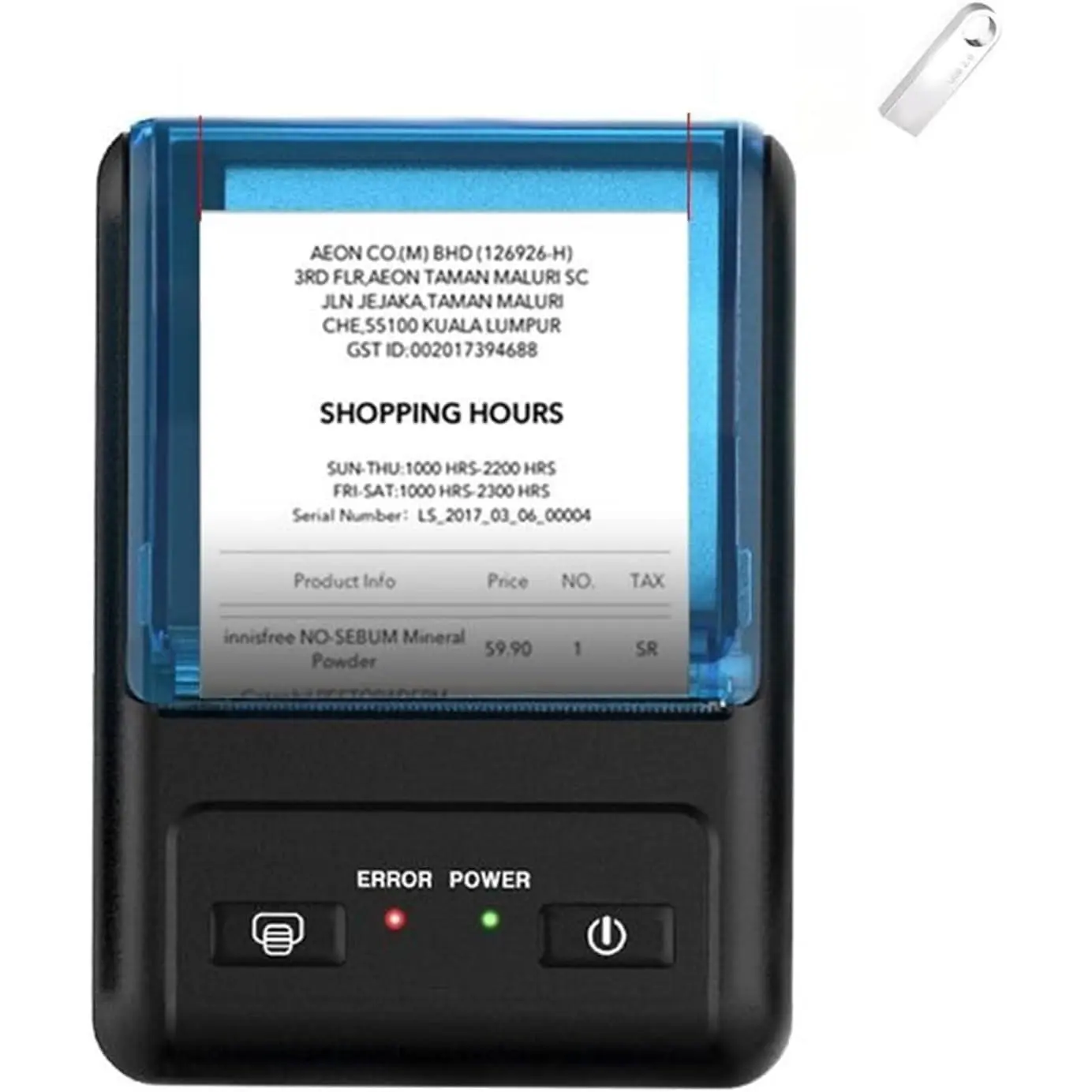 Bluetooth Receipt Printer, 58mm Mini POS Thermal Printer for Restaurant sales bill ticket receipt printer, Travel Cable-Free on-the-go Printing,Lightweight Printer