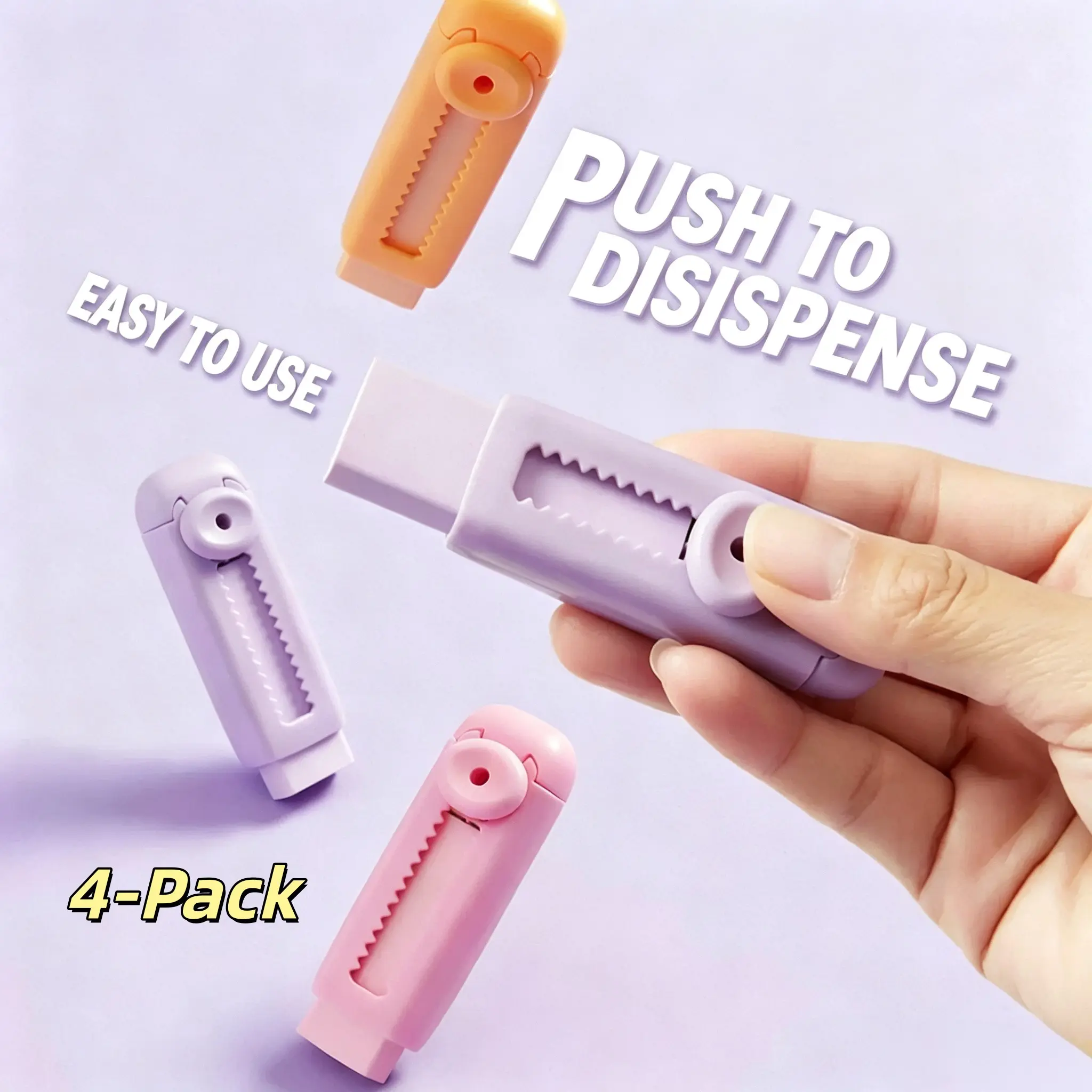 Macaron Push-Pull Eraser, Extendable Ultra-Clean Soft Eraser, No Crumbs, Perfect for Smooth Writing Surfaces, Ideal for Office & School Use, Stationery Writing Tools