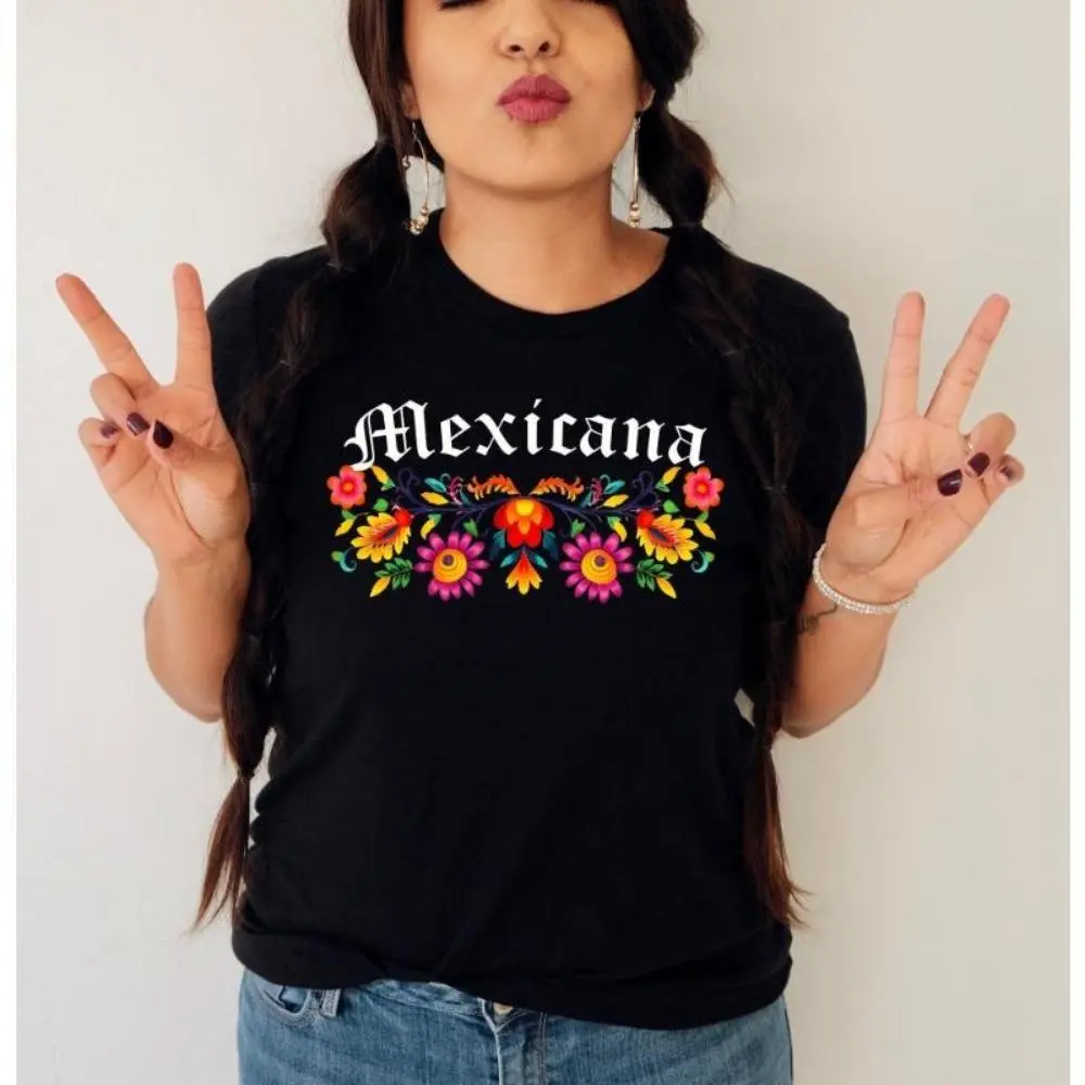 Mexicana floral Folk Bloom shirt,Playeras Mexicanas,Mexico shirt folk,Mexicana flowers shirt,Mexican shirts,Hispanic heritage month,Mexicana tshirt Top Womenswear