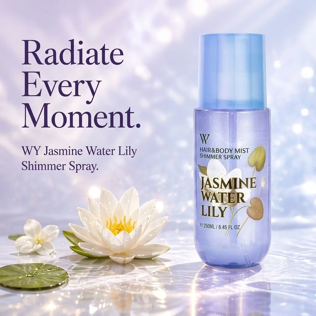 Jasmine Water Lily Sparkle Perfume Spray 250ML/8.45fl.oz, Long-Lasting Floral Scent, Dual Use for Hair and Body, Ideal Gift for Women