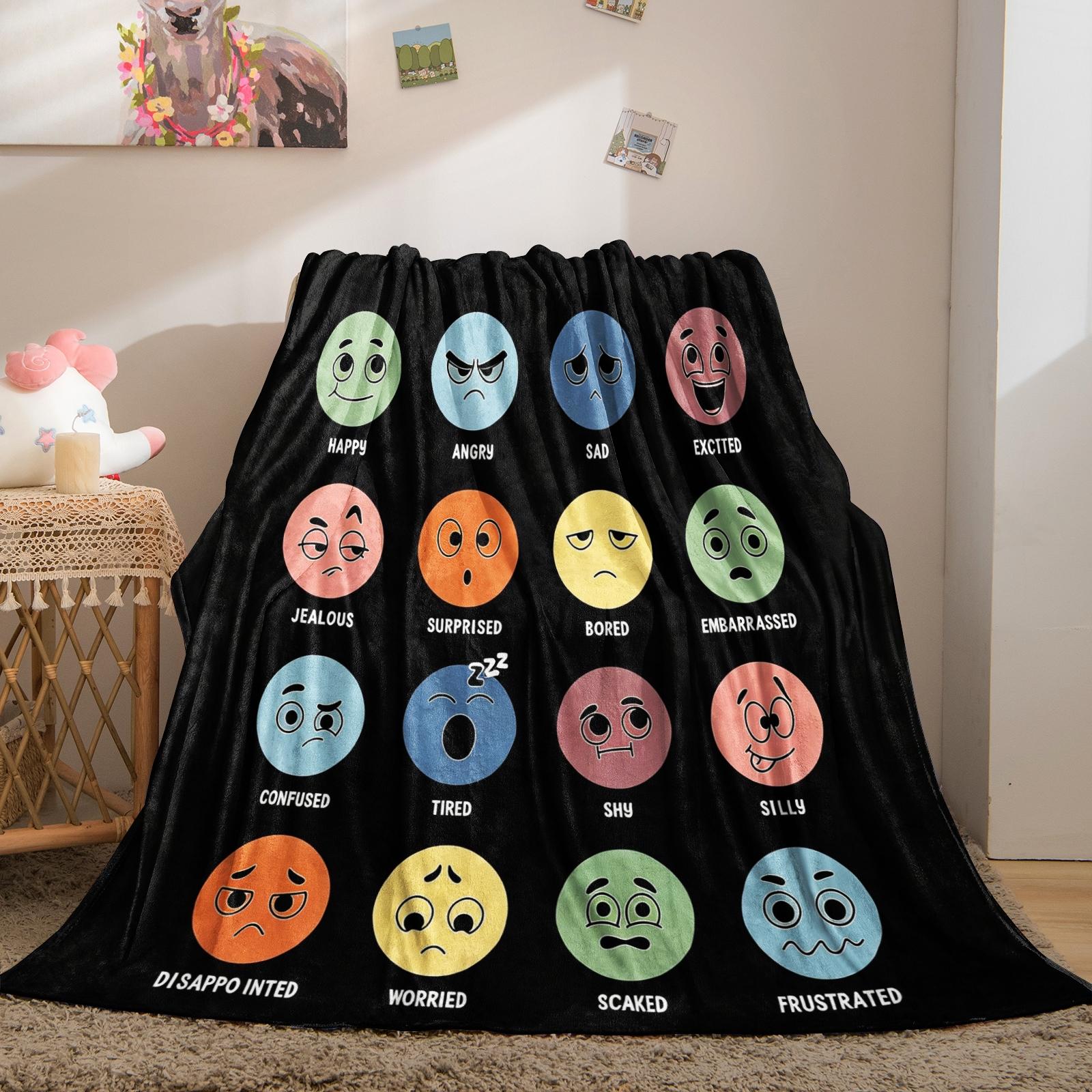 It Is Okay to Feel Emotion Chart Throw Blanket, Soft Fluffy Mental Health Awareness Blanket, Cozy Lightweight Fleece Blanket for Couch Bed Office, All Seasons, Ideal Gift for Teens Adults Anxiety Relief & Self Care