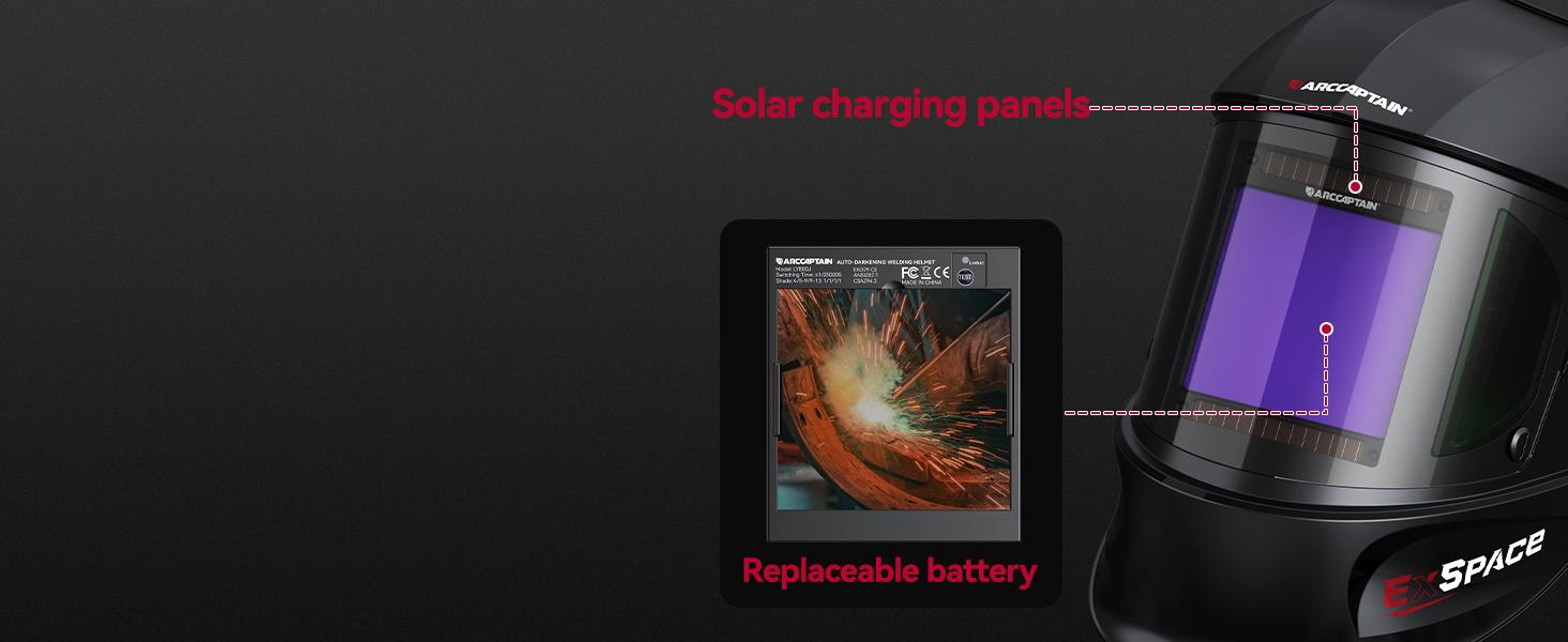 ARCCAPTAIN Auto Darkening Welding Helmet with 180° Panoramic Side View, 1/1/1/1 True Color Large Viewing Welding Hood with 4 Sensors, Solar Powered, Wide Shade for WELD CUT GRIND Black Friday and Cyber Monday Deal, Thanksgiving/Christmas Gifts for Men/Dad