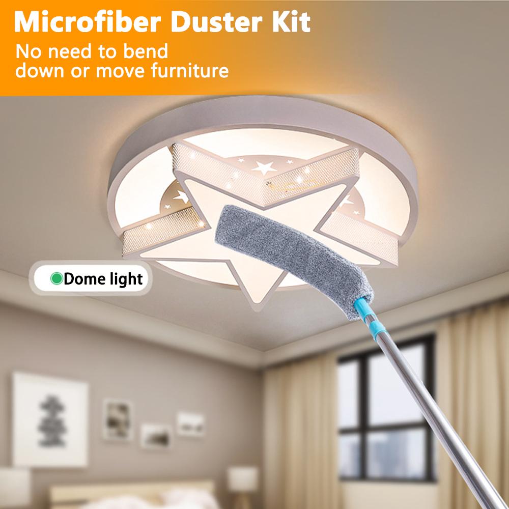 Retractable Gap Dust Cleaner Extendable 59" Duster with 2 Microfiber Cloths Soft Bristles for Delicate Surfaces Heavy-Duty Stainless Steel Locking Design Perfect for Under Furniture Bed Kitchen & Living Room Cleaning Home Care Supply Reusable Tool
