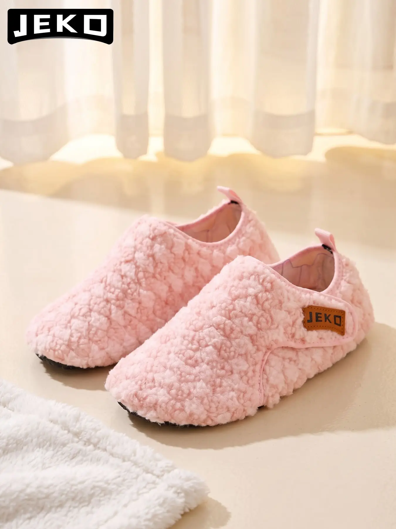 JEKO Unisex Athletic Warm Cotton Slippers & Adjustable High-Top Sock Shoes - Plush Winter Home Slippers | Lightweight Silent Non-Slip Rubber Sole for Indoor, Fitness & Yoga