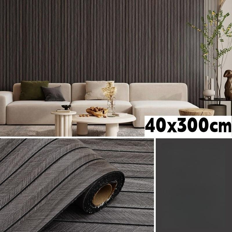 PVC Slat Wall Panel Peel and Stick 40CM"x 300CM" Faux Wood Slat Panel Artificial Oak Wood Grain Self-Adhesive Soundproof 3D Wall Panel for Walls and Ceilings