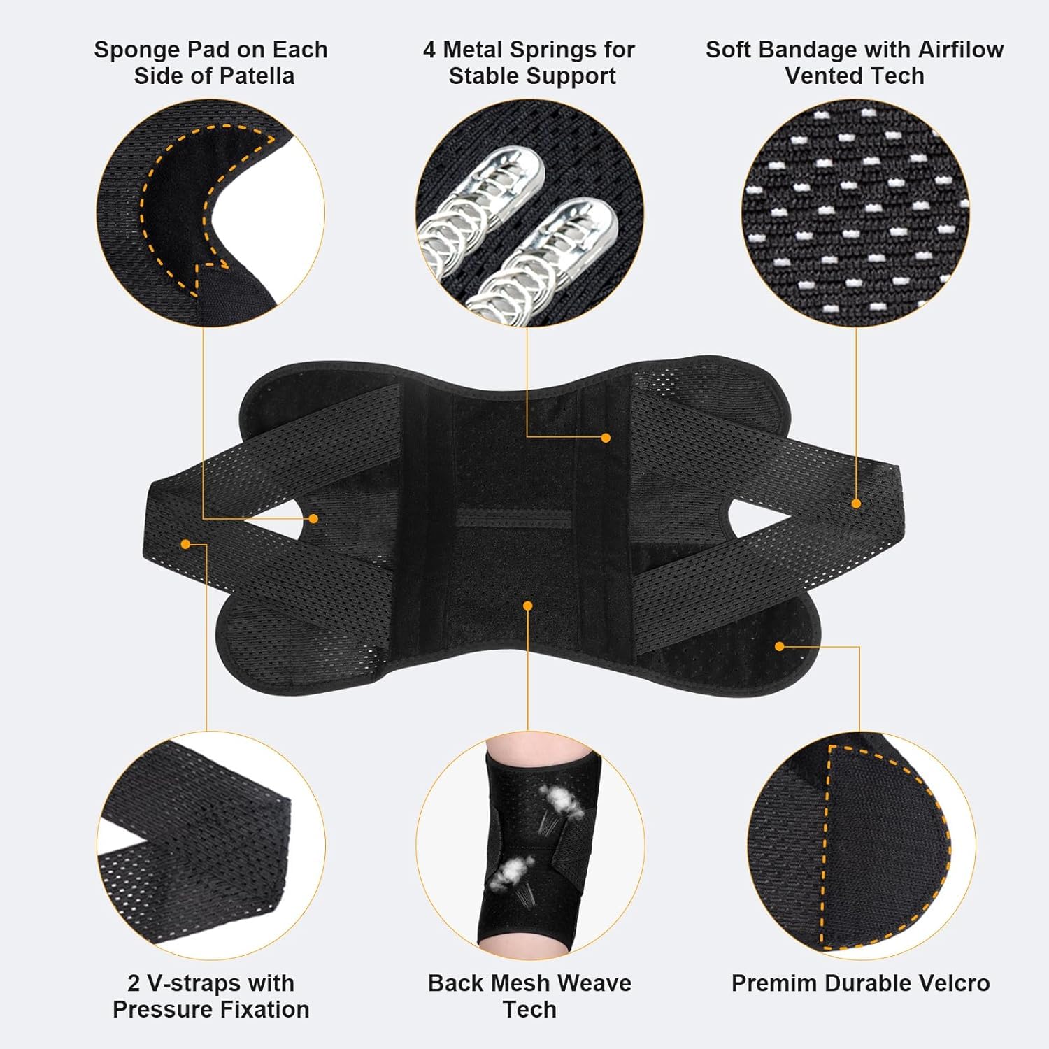 Adjustable Sports Knee Brace with Side Stabilizer, Professional Compression Support for Men & Women, Patella Pad, Arthritis Pain Relief Adjustable Sports Knee Brace with Side Stabilizer, Professional Compression Support for Men & Women, Patella Pad, Arthritis Pain Relief