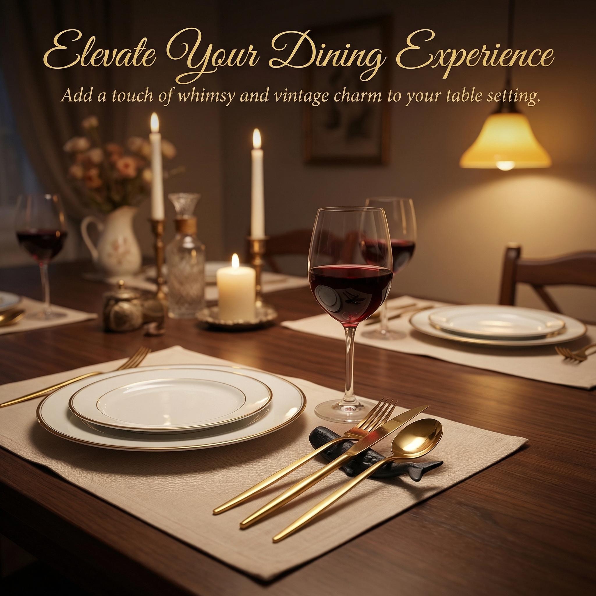 Cute Whale Table Centerpiece, Fun Iron Fork Knife Chopstick Holder, Versatile Napkin Menu Weight, Pen Rest for Brush Makeup Pens