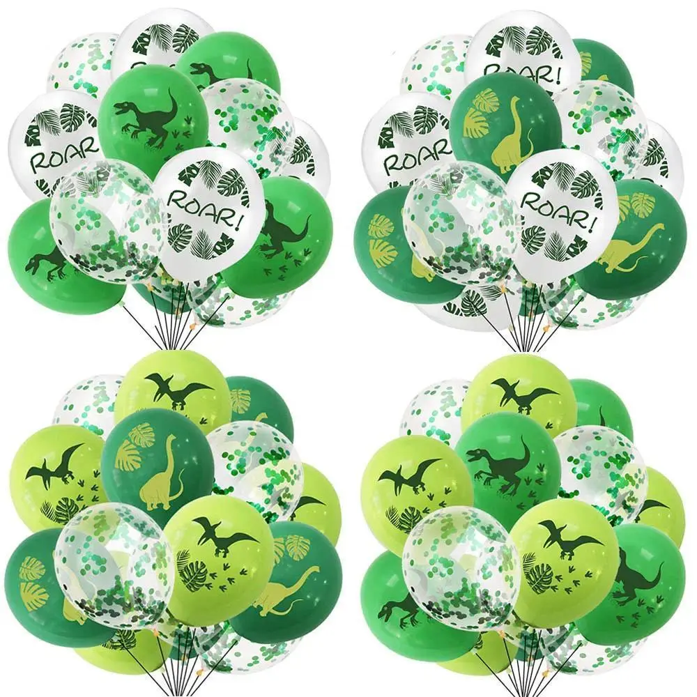 12inch Dinosaur Colorful Printed Latex Balloon Green White  Latex Balloons Dinosaur Theme Birthday Party Baby Shower Supplies