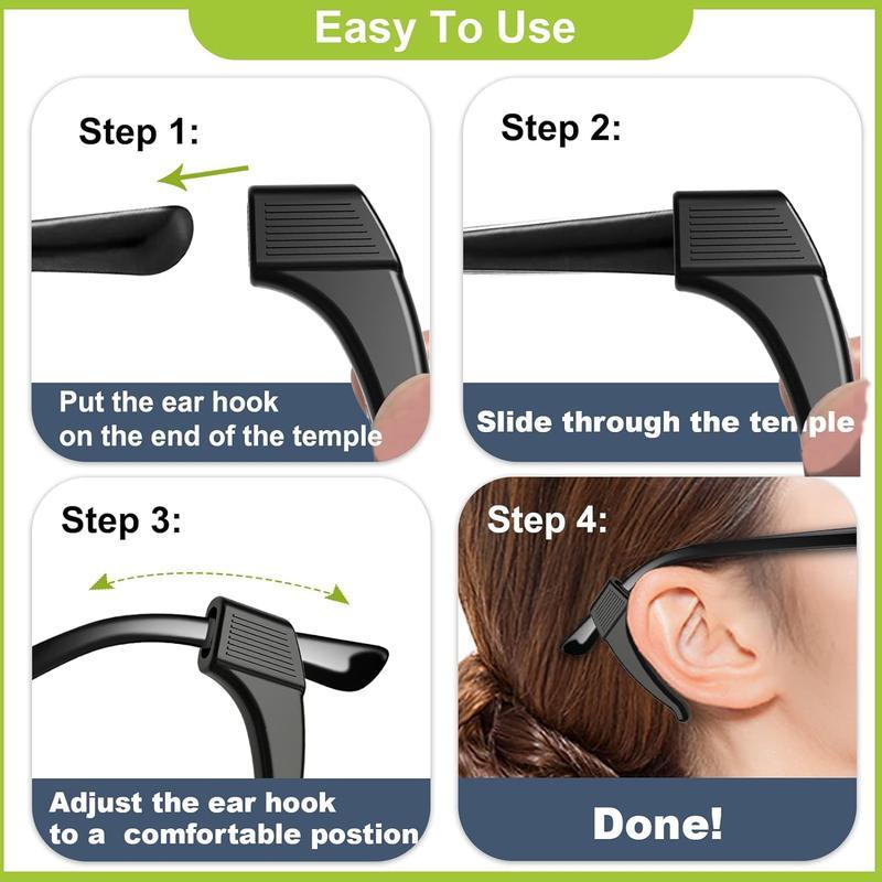 3-Pack Glasses Grips: Eyeglass Holder & Sunglasses Retainer for Temple Tips - Reading Glasses Accessory
