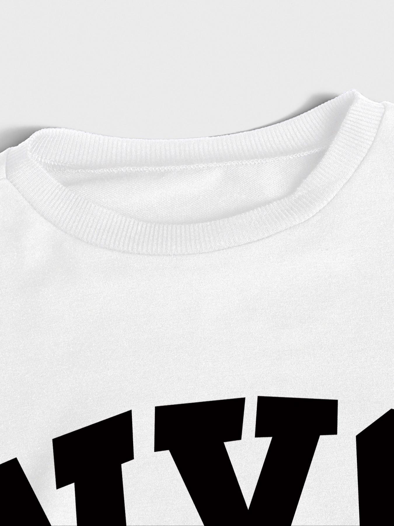 Women's Nyc Letter Print Sweatshirt Set, Track Pants Set, Round Neck Long Sleeve Top, Fitted Bottoms, Casual Fall & Winter, Holiday Sale