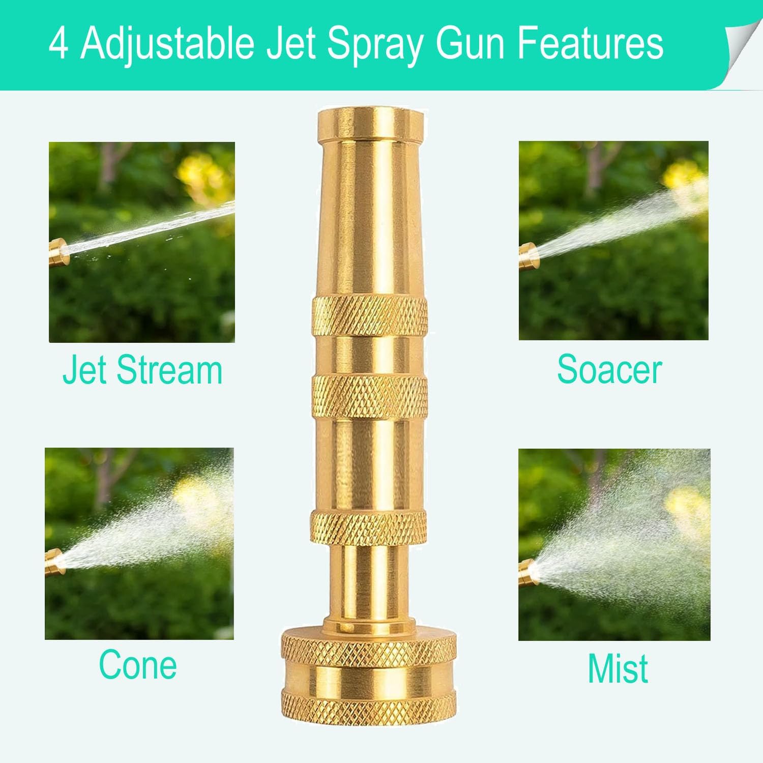 Garden Hose Nozzle,  Solid Brass Heavy Duty Adjustable Twist Hose Nozzle, High  Water Hose Sprayer Nozzle, 2 Pack | Heavy Duty, Adjustable Twist, High  Water Sprayer