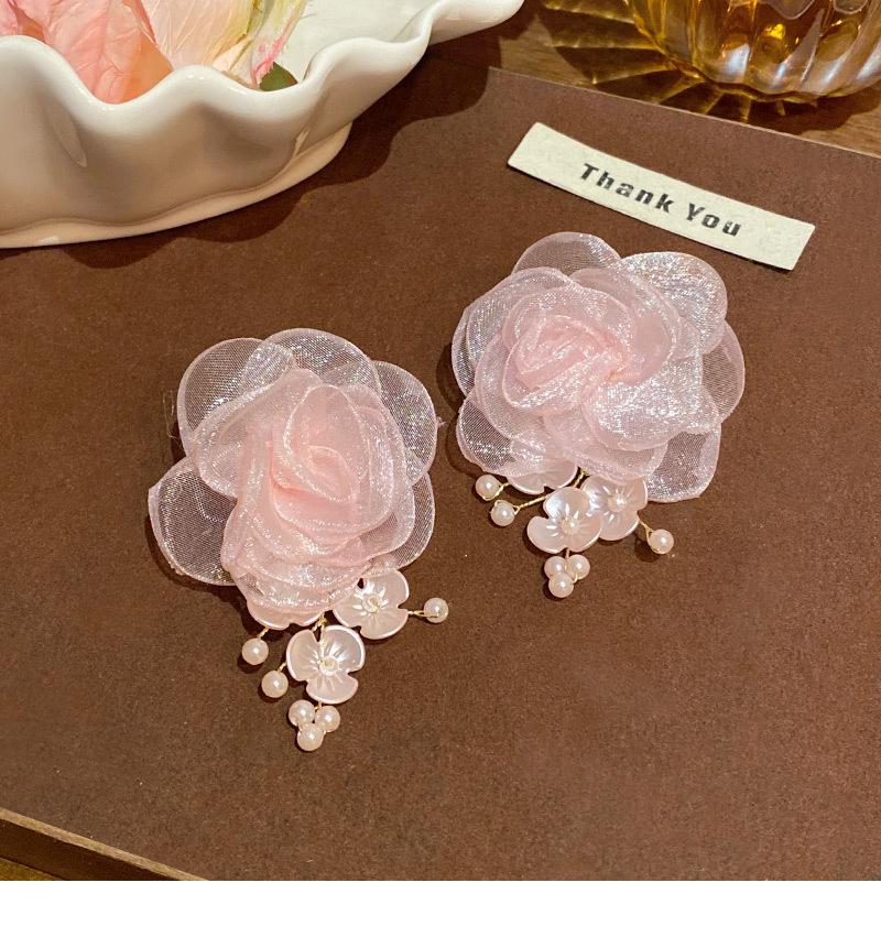 Sweet Pink Lace Flowers Drop Earrings for Women  Romantic Elegant Earrings Pendant Fashion Weddings Jewelry Accessories