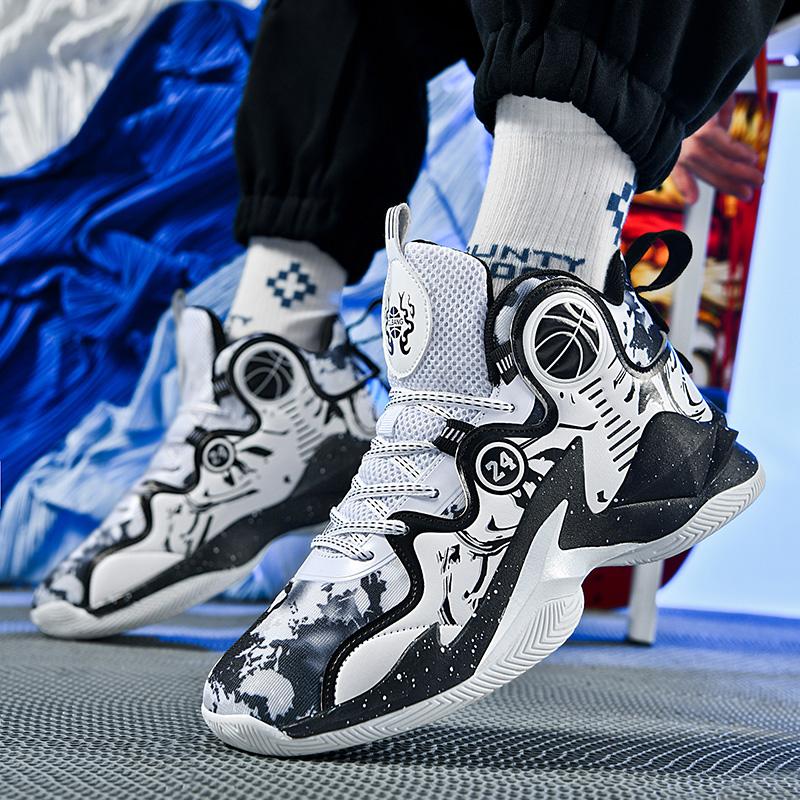 Men's official genuine basketball shoes, high-top sports shoes for spring and summer, suitable for students, wear-resistant, anti-slip, shock-absorbing, breathable basketball shoes.