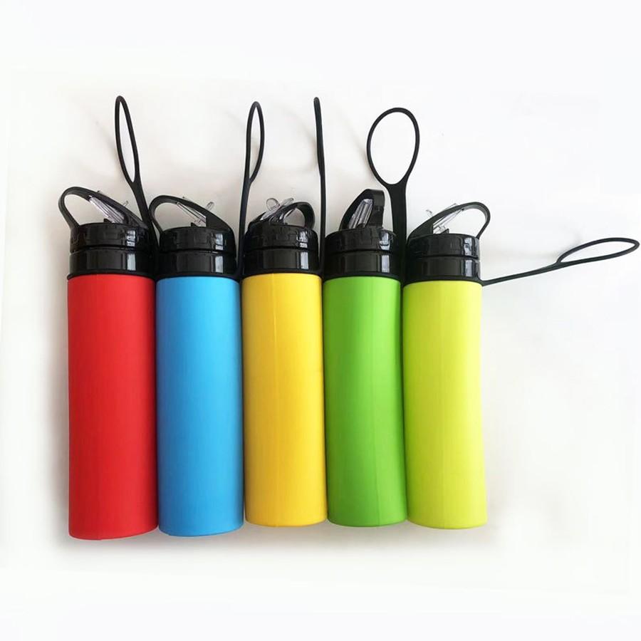 21oz (600ml) Sports Water Bottle, 1 Pack/2 Pack, BPA-Free Silicone Collapsible Water Bottle for Sports Outdoor Travel, Durable Leak-Proof Design Portable Cup, Suitable for Active Lifestyle