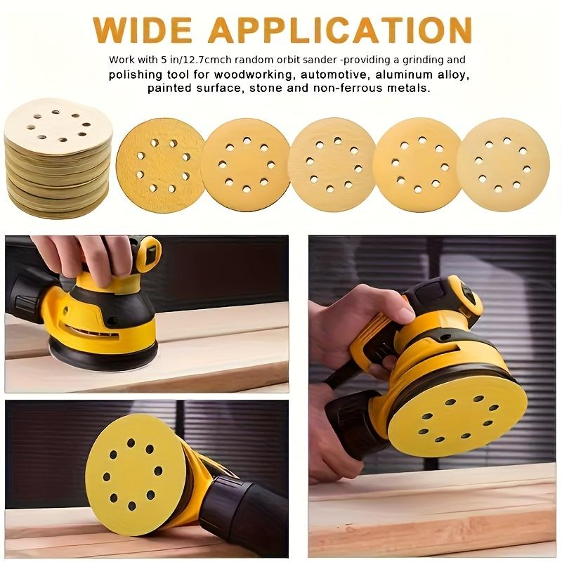 50 Sheets 5 Inch 8 Hole Sandpaper, Grits 60-800, Oxide Made, Anti-Clogging, Fast Grinding, for Track Sander, Wood/metal Polishing, Car Prep, DIY Projects