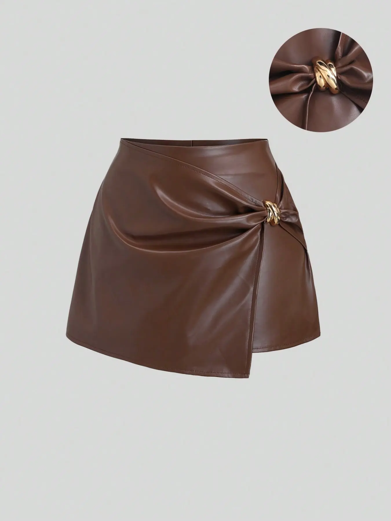 Women's Summer Knit Asymmetrical Skirt with Metal Buttons, Perfect for Dates and Commuting, Stylish Semi-Skirt for Everyday Wear