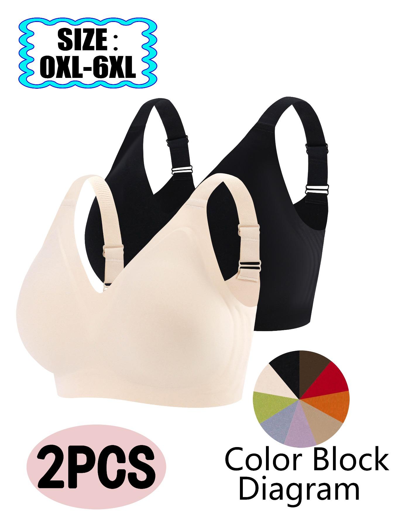 【Plus Size】 Solid Buckle Wireless Push Up Bra, Comfortable Breathable Bralettes for Daily Wear, Women's Underwear for All Seasons