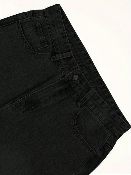 Men's Loose-Fit Denim Jeans, Comfortable Casual Style, Plain Pattern, Button Fly Closure, All Seasons Wear, Trendy Street Fashion