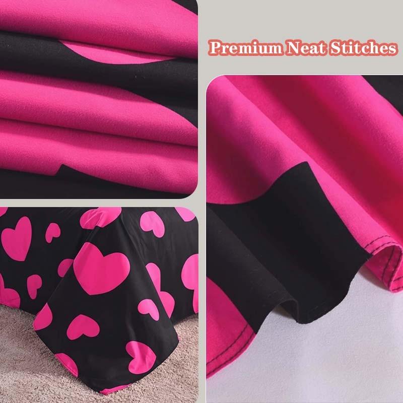 3-Piece Heart Print Duvet Cover Set with Zipper Closure. Soft and comfortable bedding set for bedrooms and guest rooms, including 1 duvet cover and 2 pillowcases, no inserts included.