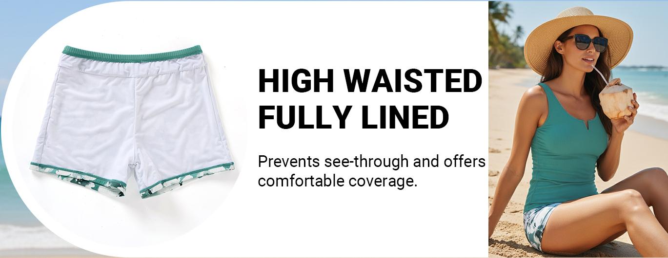 Daci Womens Two Piece Tankini Swimsuits - Tummy Control Bathing Suit with Shorts V Wire Tankini Top Ribbed Swimwear