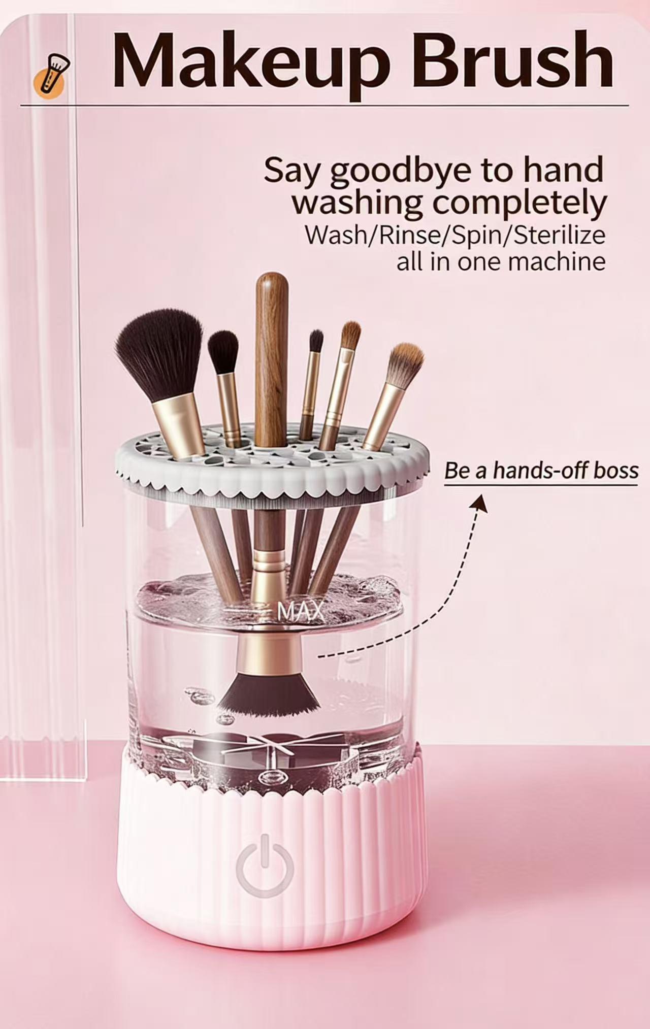 USB Plug-In Electric Makeup Brush Cleaner, Home Lazy Wash & Dry All-In-One Multi-Brush Storage, Essential Beauty Tool