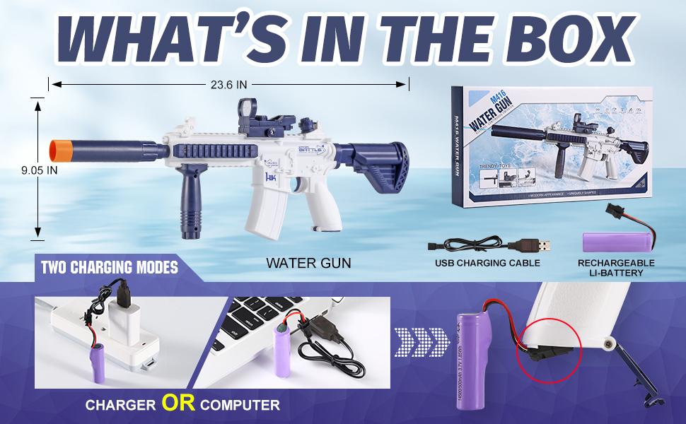 Electric Water Gun for Kids Adults - Automatic Squirt Gun With up to 32 Ft Long Range, Summer Outdoor Beach Swimming Pool Party Super Soaker Toys, Gift for Kids Age 8 9 10 11 12 Years Old Boys