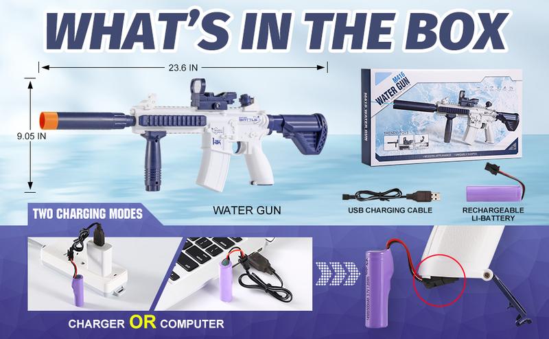 Electric Water Gun for Kids Adults - Automatic Squirt Gun With up to 32 Ft Long Range, Summer Outdoor Beach Swimming Pool Party Super Soaker Toys, Gift for Kids Age 8 9 10 11 12 Years Old Boys