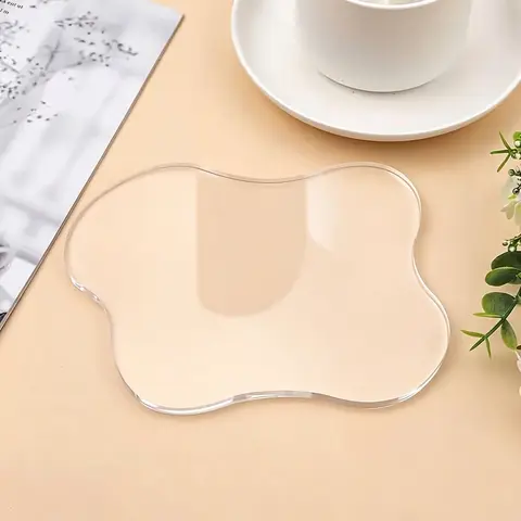 Acrylic coaster decorative plate, 5mm transparent irregular bar beverage coaster, Coasters for drinks, transparent cloud shaped coffee cup coaster, suitable for desktop protection and accessory display, gifts for family and friends