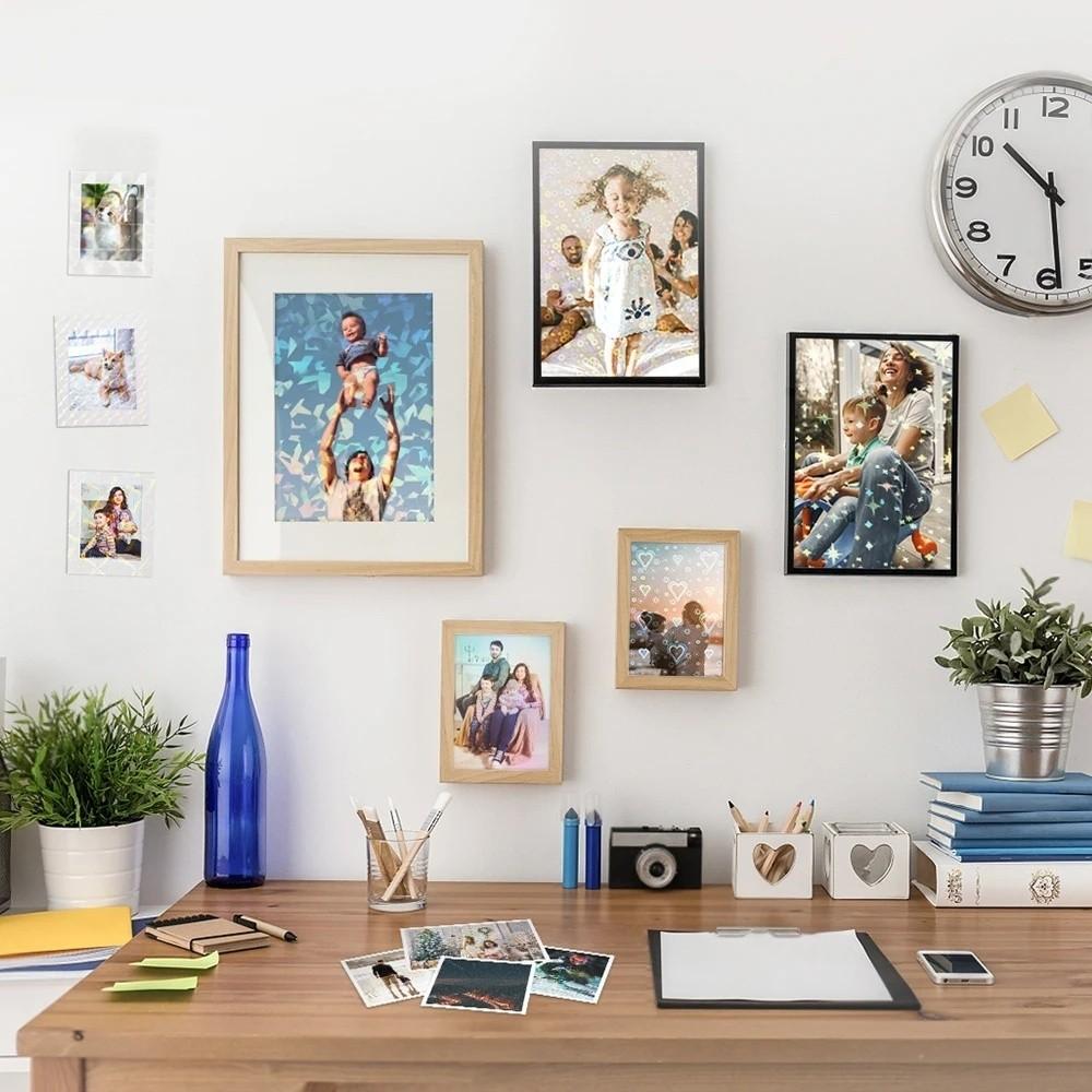 10 Sheets A4 Size Cold Press Laminated Waterproof Transparent Holographic Star Sticker Film, Self-Adhesive Photo Laminate for Festive Parties Handmade Crafts