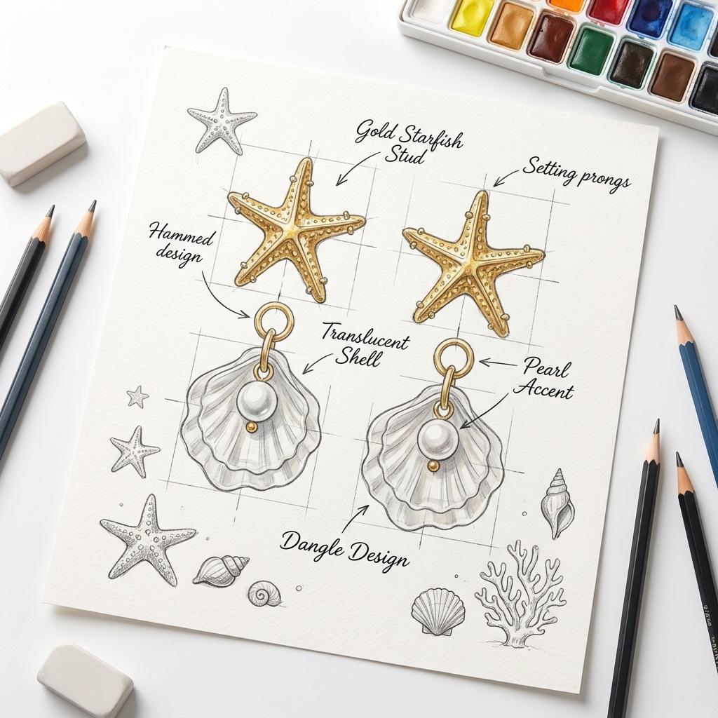 Stylish Beach Vacation Inspired Starfish Pearl and Seashell Dangle Earrings for Women Trendy Summer Resort Jewelry Gift