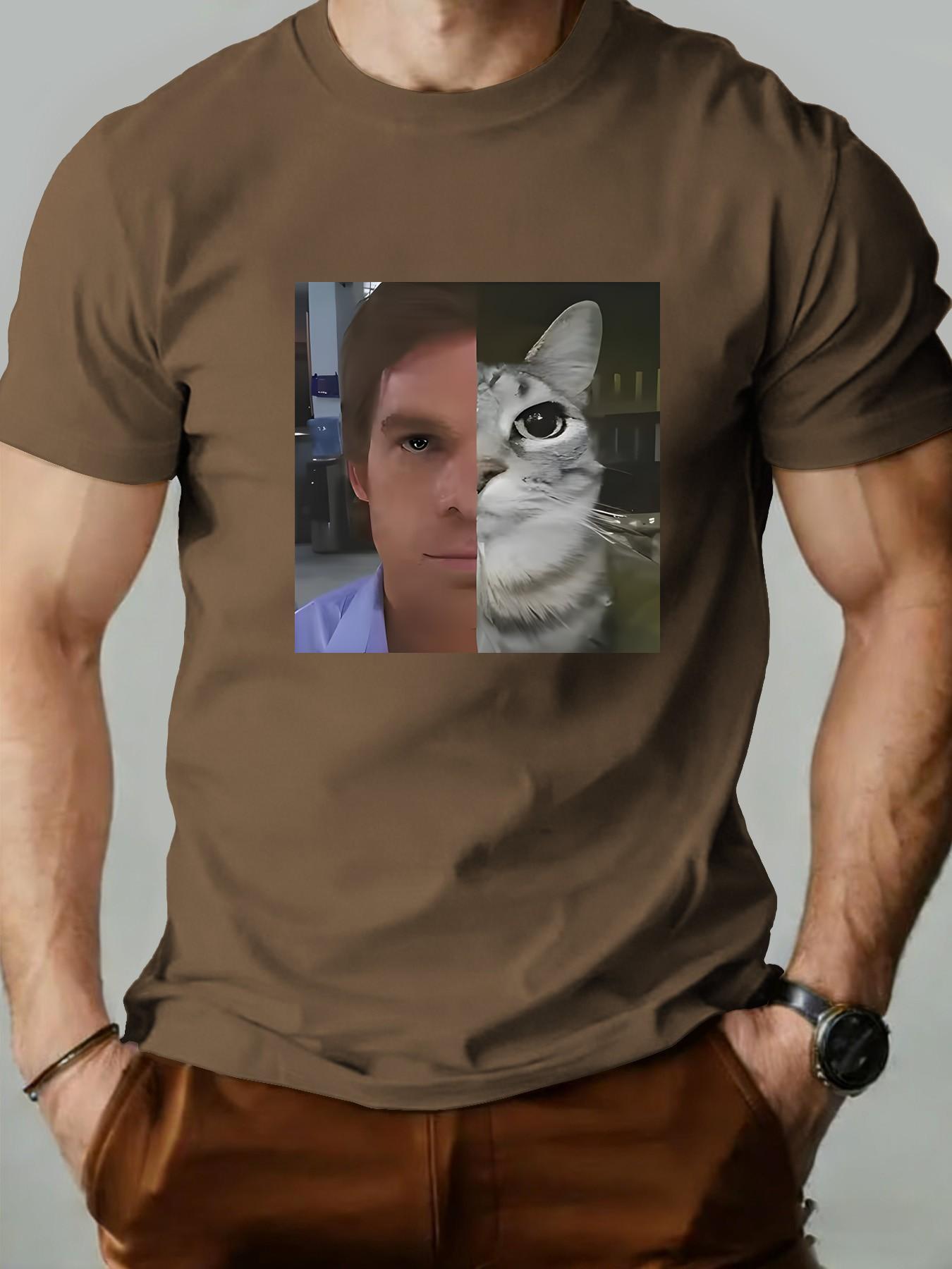 Men's Round Neck T-Shirt, Creative Geometric Print, Slim-Fit Retro Style, Casual Long Sleeve, Perfect for Daily Wear, Gifts, Events