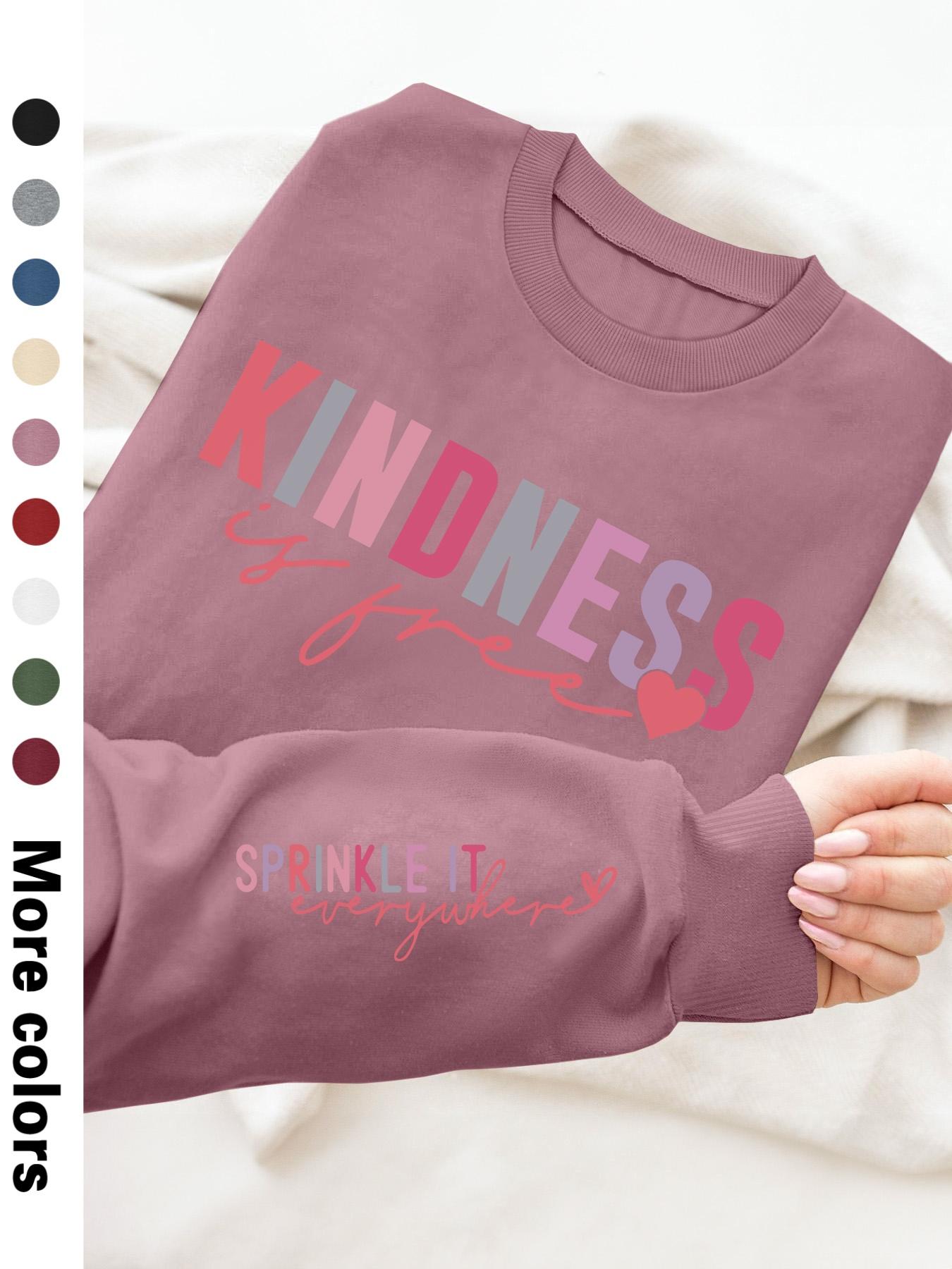 Women's Heart & Letter Print Drop Shoulder Fitted Sweatshirt, Casual Long Sleeve Round Neck Pullover for Fall & Winter, Women's Clothes for Daily Wear, Womenswear