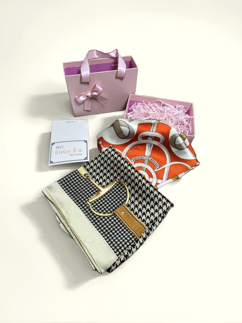 Valentine's Day Gift Box Set, Women's Spring High-End Fashion Versatile Classic Vintage Print Scarf Headscarf, Perfect for Girlfriend Wife Best Friend Mother